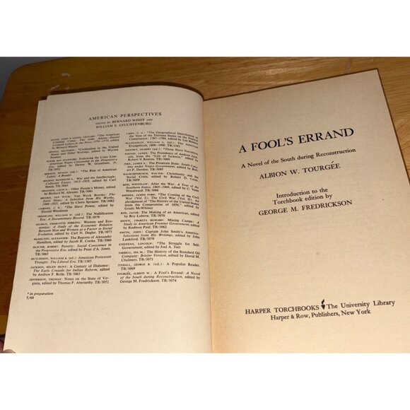 A Fools Errand By Albion W. Tourgée Paperback Harper Torchbooks Historical - Picture 8 of 15